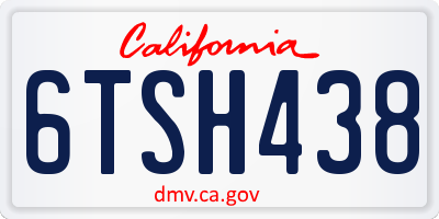 CA license plate 6TSH438