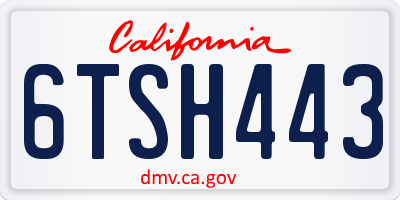 CA license plate 6TSH443