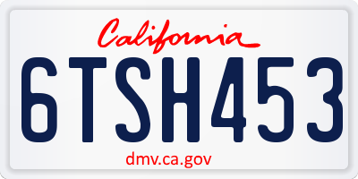 CA license plate 6TSH453