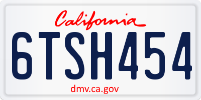 CA license plate 6TSH454