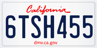 CA license plate 6TSH455