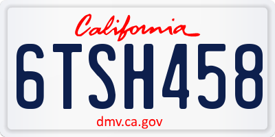 CA license plate 6TSH458
