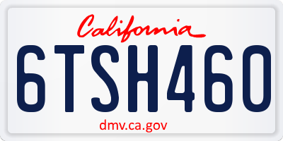 CA license plate 6TSH460