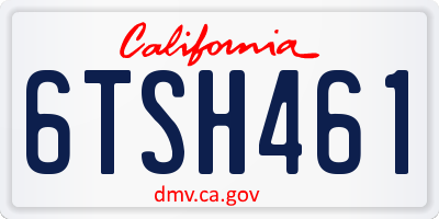 CA license plate 6TSH461