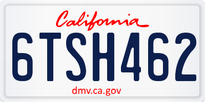 CA license plate 6TSH462
