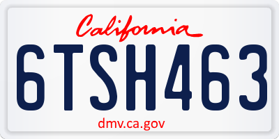 CA license plate 6TSH463