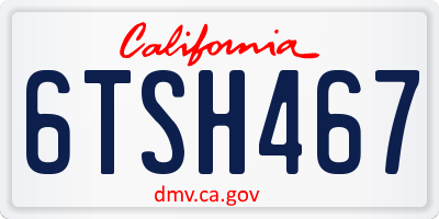 CA license plate 6TSH467