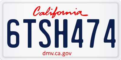 CA license plate 6TSH474