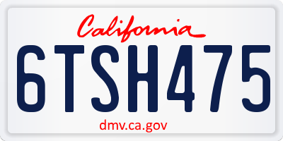 CA license plate 6TSH475