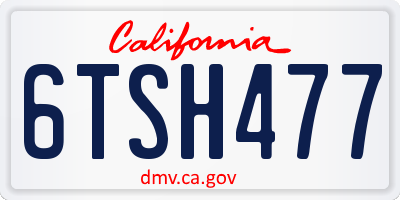 CA license plate 6TSH477
