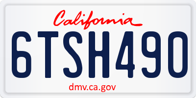 CA license plate 6TSH490