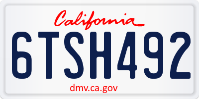 CA license plate 6TSH492
