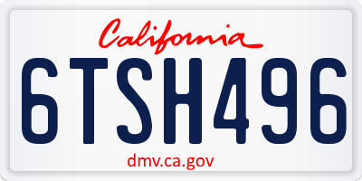 CA license plate 6TSH496