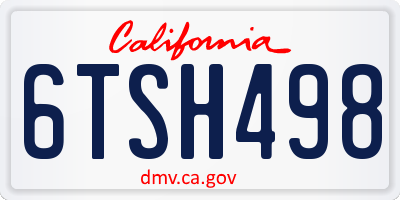 CA license plate 6TSH498