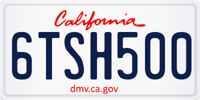 CA license plate 6TSH500