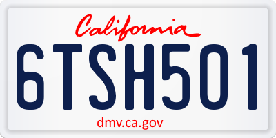 CA license plate 6TSH501