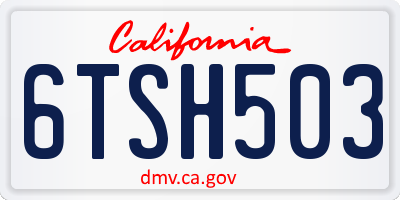 CA license plate 6TSH503