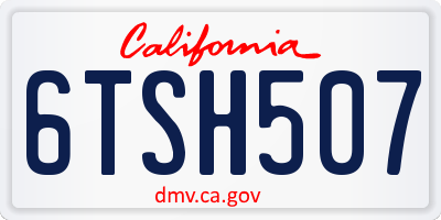 CA license plate 6TSH507