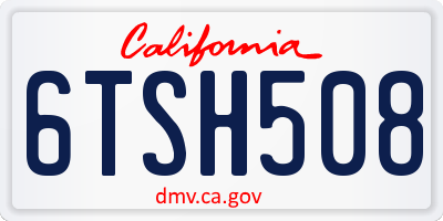 CA license plate 6TSH508
