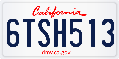 CA license plate 6TSH513