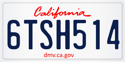 CA license plate 6TSH514