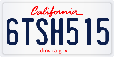 CA license plate 6TSH515