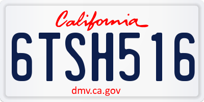 CA license plate 6TSH516