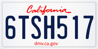 CA license plate 6TSH517