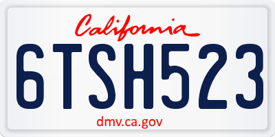 CA license plate 6TSH523