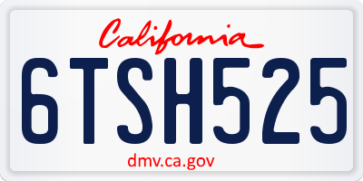 CA license plate 6TSH525