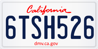 CA license plate 6TSH526