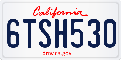 CA license plate 6TSH530