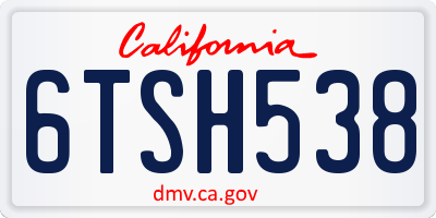 CA license plate 6TSH538