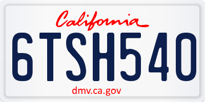 CA license plate 6TSH540