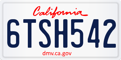 CA license plate 6TSH542