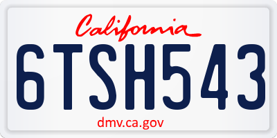CA license plate 6TSH543