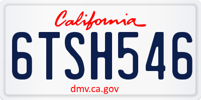 CA license plate 6TSH546