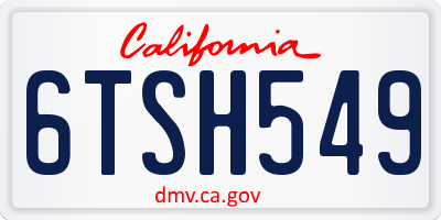 CA license plate 6TSH549