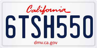 CA license plate 6TSH550