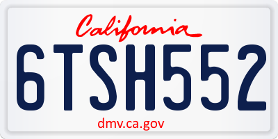 CA license plate 6TSH552