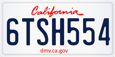 CA license plate 6TSH554