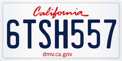 CA license plate 6TSH557