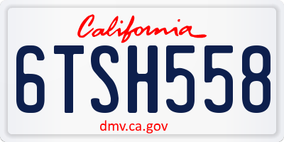 CA license plate 6TSH558