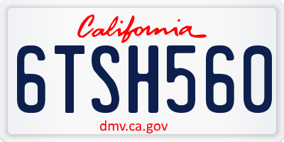 CA license plate 6TSH560