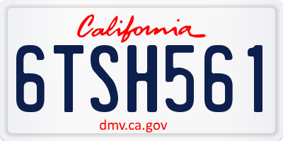 CA license plate 6TSH561