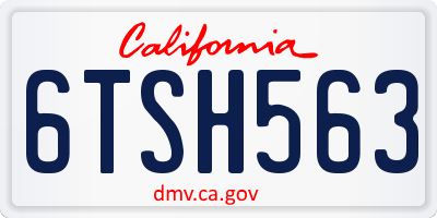 CA license plate 6TSH563