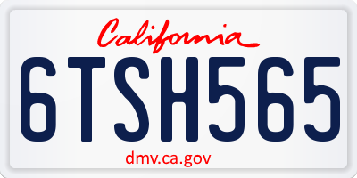 CA license plate 6TSH565
