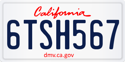 CA license plate 6TSH567