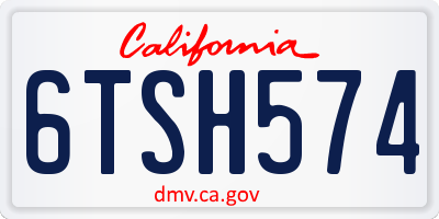 CA license plate 6TSH574