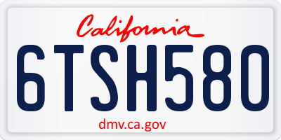 CA license plate 6TSH580